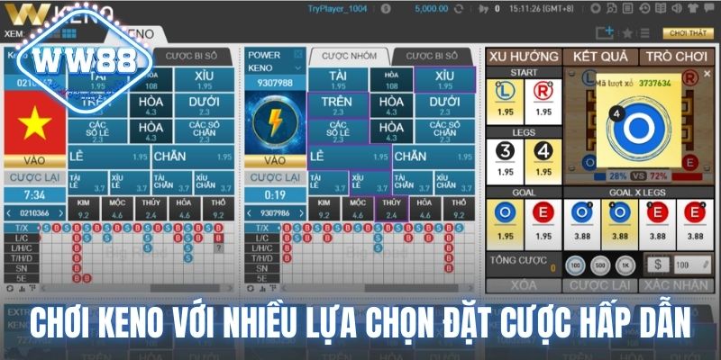 Chơi Keno với nhiều lựa chọn đặt cược hấp dẫn