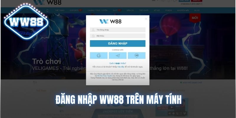 Đăng nhập ww88 club trên máy tính với 3 bước