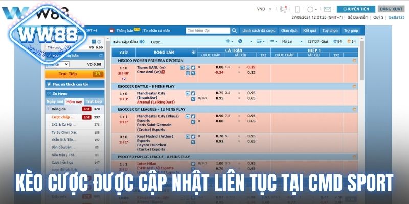 Kèo cược được cập nhật liên tục tại CMD sport